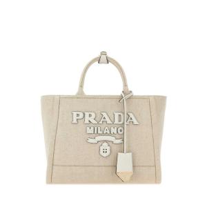 普拉达(PRADA)女士单肩包实用百搭配色亮眼手提斜挎布艺金色五金 BEIGE_O_TAN