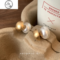 JiMi小众设计感拉丝金属两戴耳环2022年新款潮气质珍珠耳饰