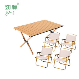 劲脉 户外折叠桌椅 中号桌90cm+中号椅*4 套