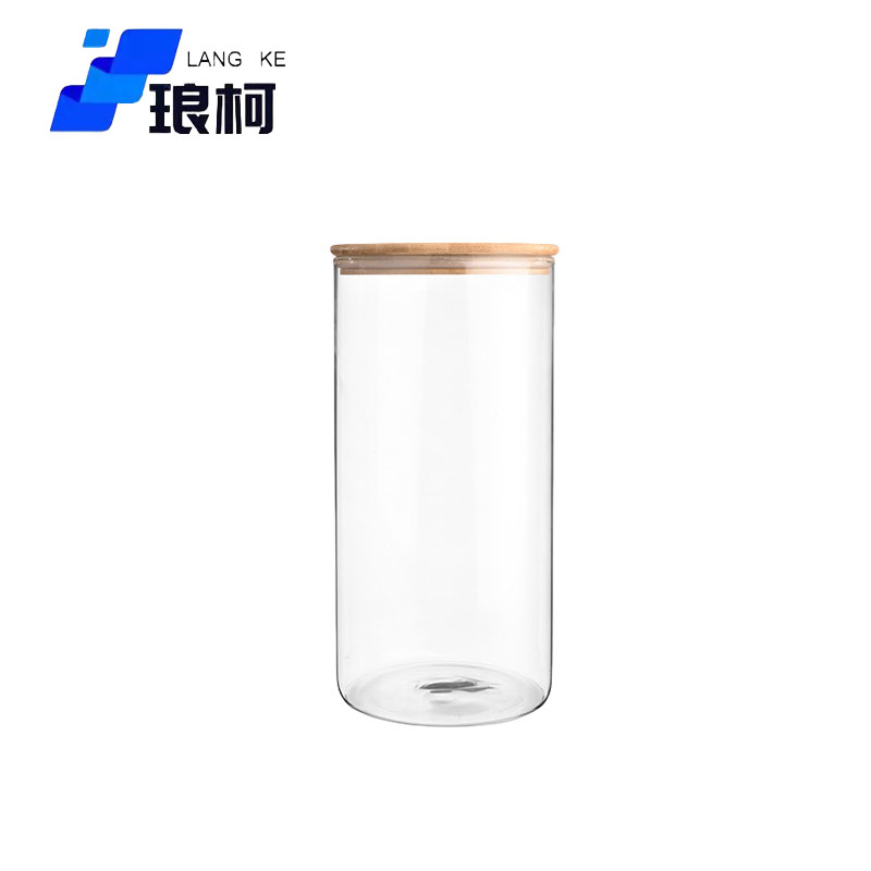 琅柯 玻璃罐 竹盖密封罐 8.5*20cm