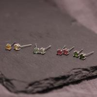 天然碧玺耳钉高级感耳饰超闪迷你首饰女纯银时尚气质防过敏养耳洞送女朋友老婆情人节七夕生日礼物