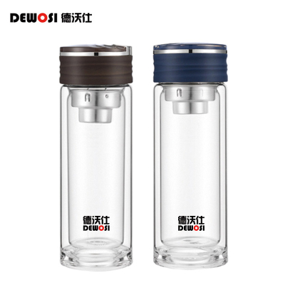 德沃仕玻璃商务直身水杯子 玻璃杯口杯360ml