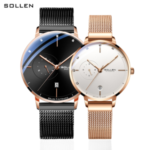 梭伦(SOLLEN)手表男女ins风简约时尚商务镂空一对情侣表自动机械表潮流男士手表SL522