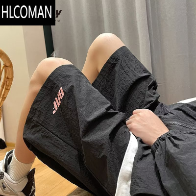 HLCOMAN2025新款夏季薄款多巴胺粉色速干短裤男女裤子宽松休闲运动五分裤