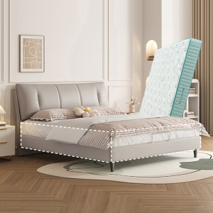 喜临门尼亚pro+光年护脊3.0 真皮艺大双人床主次卧室现代简约尼亚pro[床架] +光年护脊3.0床垫-偏硬