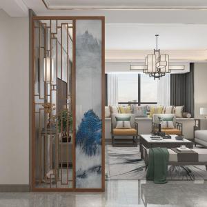BONJEAN新中式屏风隔断客厅入户玄关遮挡家用格栅装饰酒店实木定制座屏