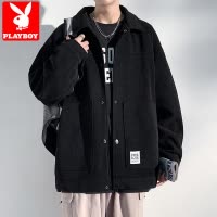 花花公子翻领外套男士春秋季工装潮牌夹克日系复古痞帅休闲上衣服