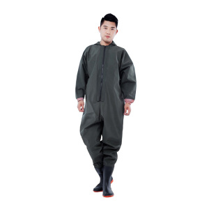 邦能之星全身下水裤坑道服全身防水连体耐磨抓鱼雨裤全封闭雨衣N312112