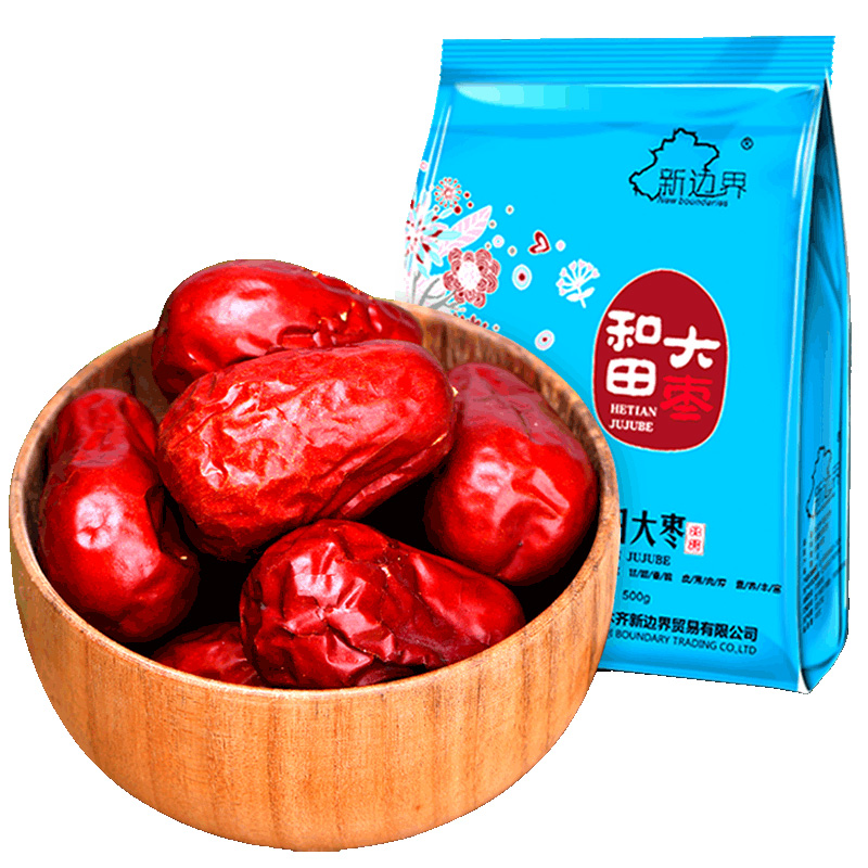 新边界红枣500g 袋装 新疆特产 枣制品 和田大枣干果零食枣子骏枣玉枣