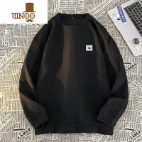 YANXU华夫格卫衣男宽松圆领长袖t恤港风ins潮流大码百搭休闲上衣