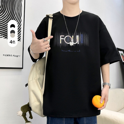 新款夏季大码印花圆领T恤日系简约学生日常舒适休闲时尚短袖上衣