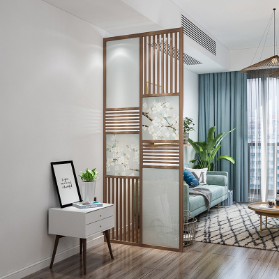 定制美式屏风隔断客厅入户玄关装饰餐厅酒店过道立式时尚北欧实木座屏