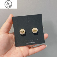 JiMi韩国东大门气质米珠圆形简约字母时尚造型耳钉2023耳饰银针