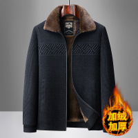 新款爸爸装加绒雪尼尔外套时尚中老年男装加厚40-60岁冬装