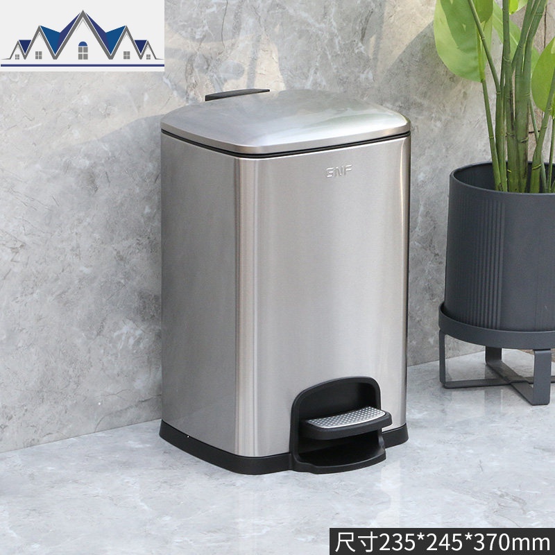 不锈钢厨房垃圾桶带盖家用大号脚踏式客厅脚踩北欧圾圾厕所卫生间 三维工匠