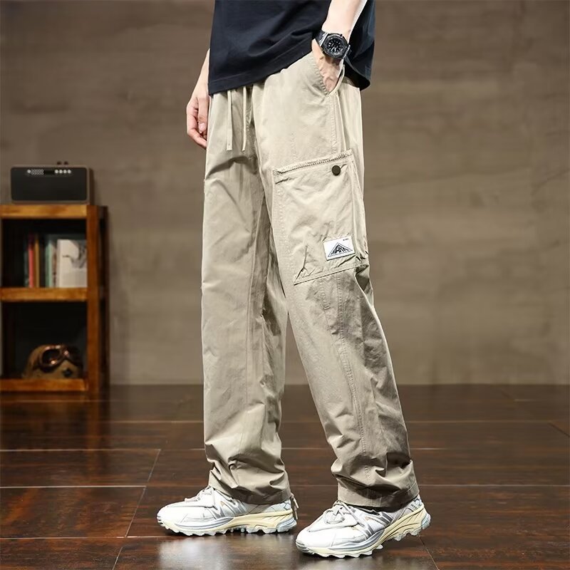 男士夏季薄款速干冰丝裤子2025新款宽松直筒休闲工装长裤