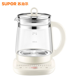 苏泊尔(SUPOR)养生壶多功能1.5L智能家用全自动按键式电热烧水壶高硼硅玻璃花茶养生壶SW-15YJ33-B