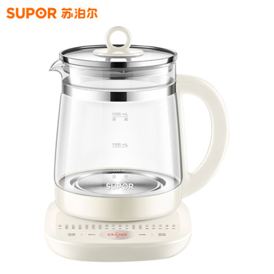 苏泊尔(SUPOR)养生壶多功能1.5L智能家用全自动按键式电热烧水壶高硼硅玻璃花茶养生壶SW-15YJ33-B