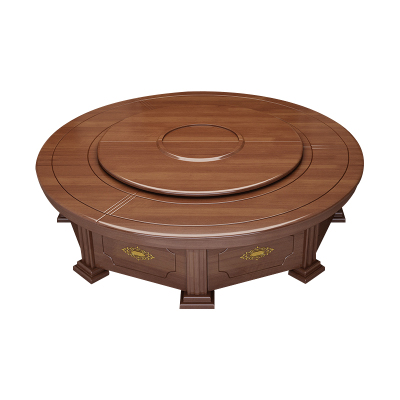 臻远 ZY5110203 电动餐桌餐厅大圆桌转盘餐桌椅组合 2.2米圆桌 12把餐椅