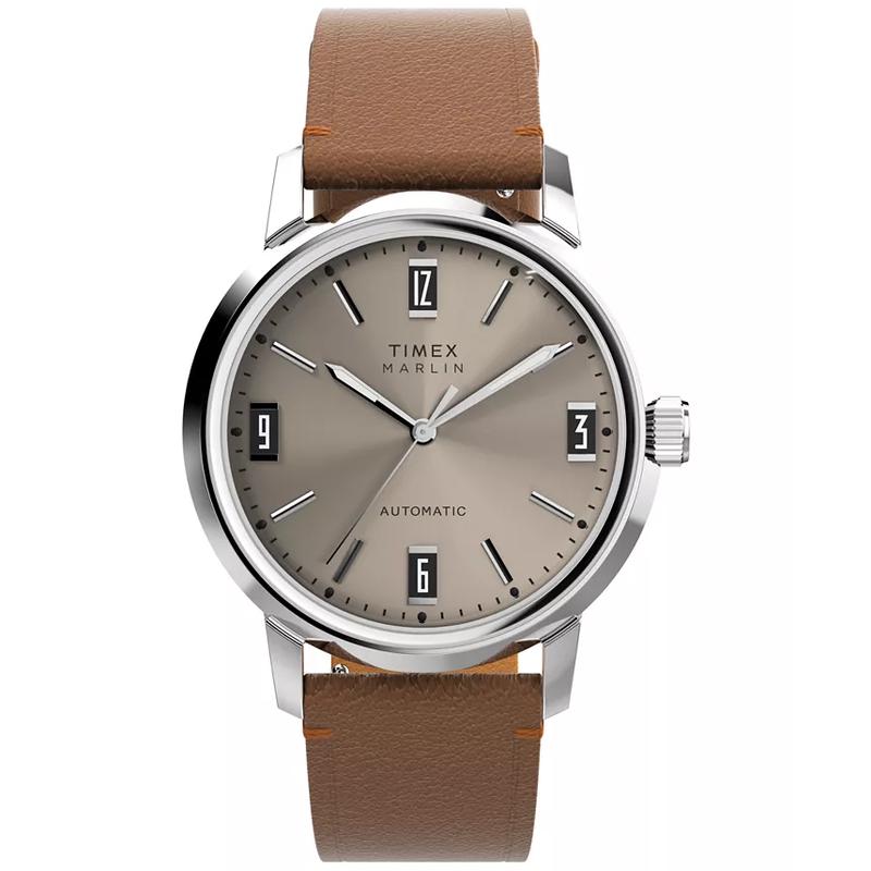 Timex/天美时男士机械自动棕色皮带手表mm复古风格运动防水
