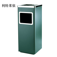 利特莱依不锈钢垃圾桶烟蒂柱灭烟桶带烟灰缸室外电梯口立式丽格正方形绿色