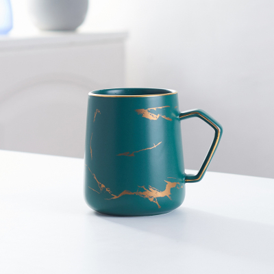 情侣漱口杯北欧陶瓷刷牙杯子米魁家用一对牙缸杯简约创意轻奢洗漱套装满金绿大肚杯