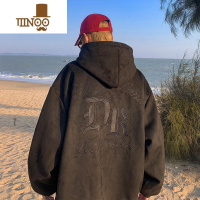 YANXU绒连帽卫衣男2023连帽款美式复古衣服潮牌hiphop外套