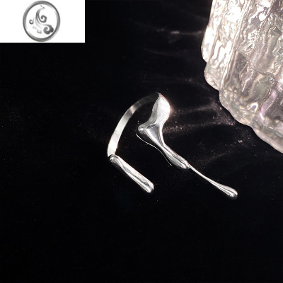 JiMi85度灰液态熔岩情侣开口戒指男女潮ins冷淡风小众设计感指环配饰