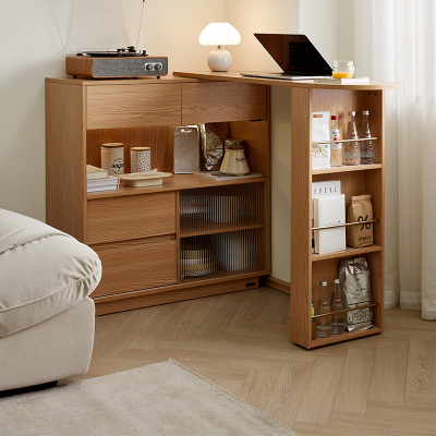 全友家居可伸缩吧台餐厅岩板餐桌简约小户型储物柜