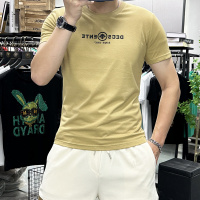 夏季新款字母时尚短袖T恤男士圆领半袖上衣丝光棉修身潮ins欧洲站