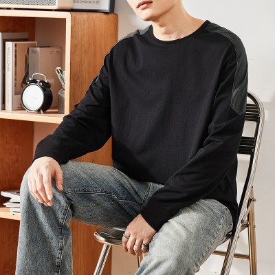 [1折价29.9元,叠加优惠券]唐狮男装长袖t恤简拼撞色款长袖t恤男士t恤男长袖t恤上衣男式t恤