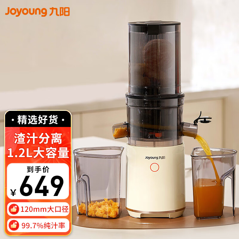九阳Joyoung家用多功能超大口径电动榨汁机全自动冷压炸果汁果蔬机渣汁分离Z8-LZ560