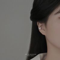 s925纯银蝴蝶结耳夹女韩版个性可爱甜美镶锆钻无耳洞耳饰品代发