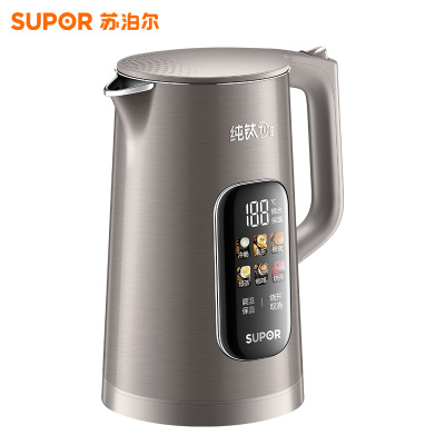 苏泊尔(SUPOR)电热水壶1.7升大容量烧水壶电水壶智能家用多功能纯钛0涂层 彩屏触控恒温保温SW-17J82T