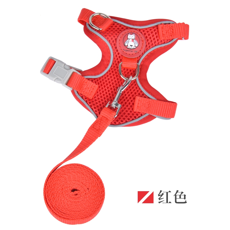 遛猫绳子专用小型犬胸背带宠物用品_热情深红_s建议3-7斤胸围26-32cm