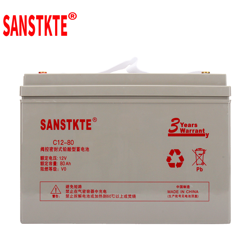 SANSTKTE胶体电瓶12V80AH机房UPS电源蓄电池监控系统EPS通讯基站备用C12-80