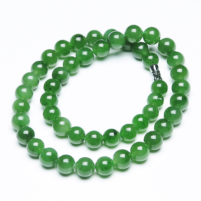 帛兰梓韵天然和田碧玉项链9-10MM碧玉女款串珠玉石项链黑点玉石项链送证书9-10mm