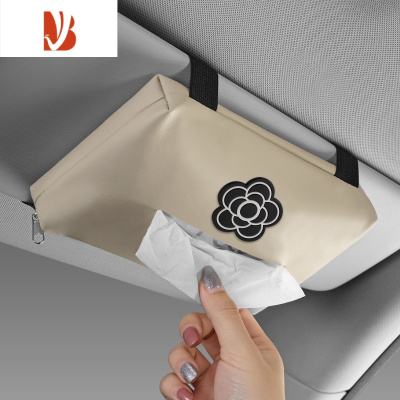 三维工匠汽车遮阳板纸巾盒抽纸盒便携挂式可爱小熊车载餐巾包纸巾包通用女 米色[茶花]