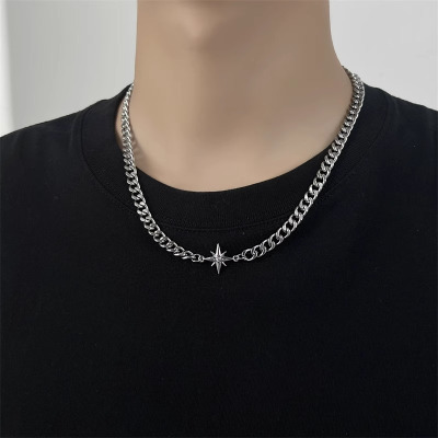 八星芒项链男生嘻哈小众美式轻奢高级女潮流饰品男锁骨链简约百搭送女朋友老婆情人节七夕生日礼物