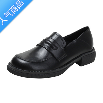 SUNTEK软~棕色乐福鞋女2023新款春秋小皮鞋英伦风平底一脚蹬jk单鞋