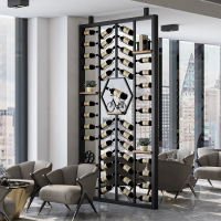 汐岩现代简约工业风商业餐厅酒吧上墙置隔断物架落地屏风隔断酒架定制