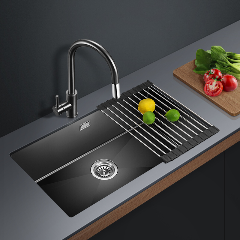欧琳黑色纳米水槽单槽9115h 手工水槽单槽 不锈钢洗菜盆洗碗槽厨房