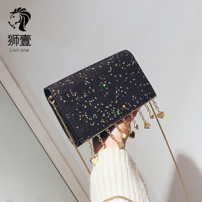 狮壹（Lionone）上新小包包女2018新款韩版时尚潮迷你亮片单肩包百搭链条斜跨包