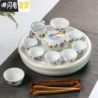 三维工匠整套中式家用鸡缸杯茶具套装创意手工茶壶盖碗大明成化斗彩主人杯 茶壶10件套+金线边茶盘