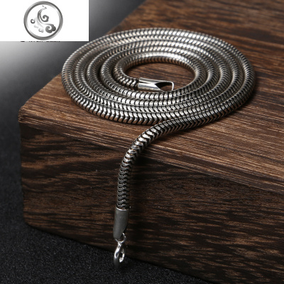 经典时尚男生锁骨单身裸链圣诞泰国925银复古蛇骨项链 JiMi