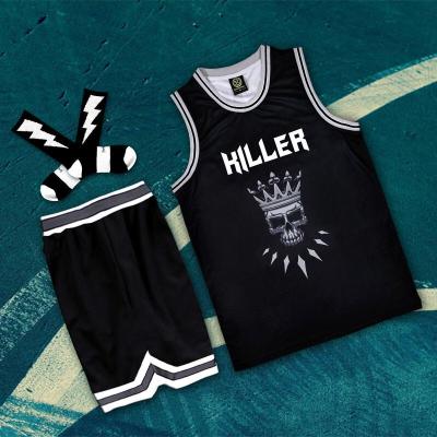 珂卡慕(KEKAMU)街头篮球衣服湘北卡佩拉队服男女diy篮球服套装篮球衣黑/灰S(155-165)