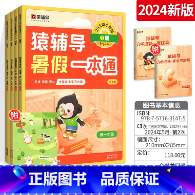 [幼升小]❤️24新版通用版(思维阅读表达) 小学通用 [正版]2024版猿辅导暑假一本通小学语文数学英语人教版北师大版