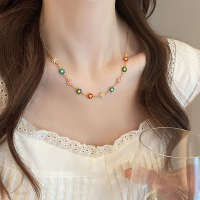 夏日多巴胺彩色雏菊项链女ins风小众设计锁骨链清新气质百搭颈链送女朋友老婆情人节七夕生日礼物