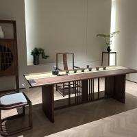 2025新中式黑胡桃白蜡木家用轻奢别墅茶楼酒店民宿办公室泡茶桌