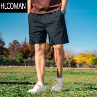 HLCOMAN纯色透气休闲短裤男直筒宽松五分裤子2025夏季潮牌运动马裤